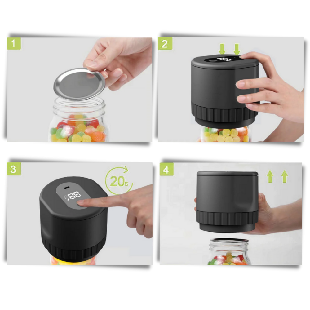 Electric Mason Jar Vacuum Sealer - Effortless Sealing and Compatibility with Store-Bought Lids - Ozerty