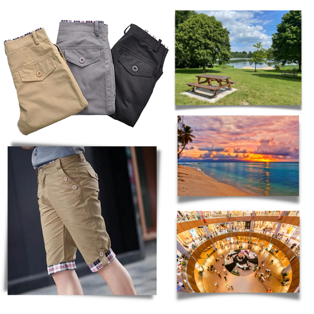 Elegant Men's Cargo Shorts - Versatile Style for Every Occasion - Ozerty