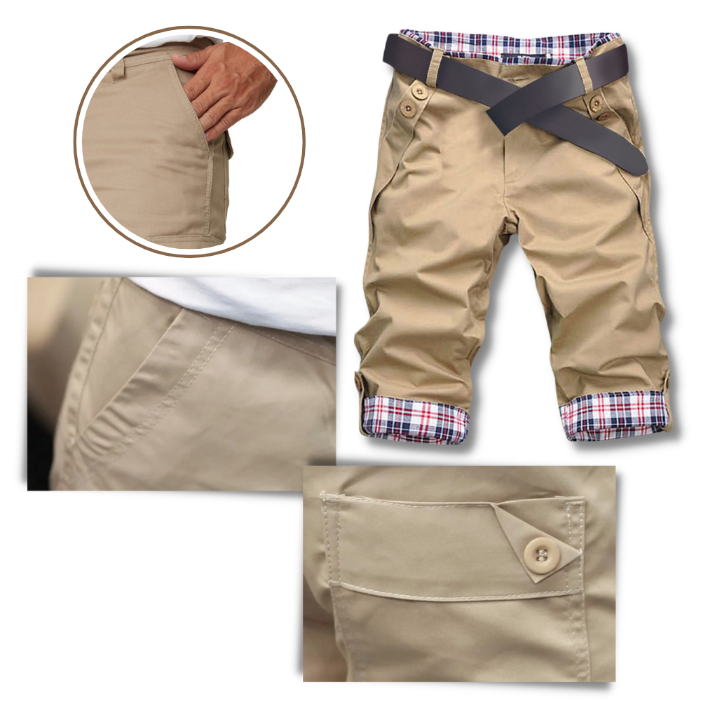 Eleganta cargo shorts för herrar - Funktionella och praktiska fickor - Ozerty