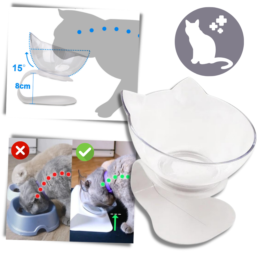 Elevated Comfort Bowl for Cats - Elevated Design for Enhanced Dining Comfort - Ozerty