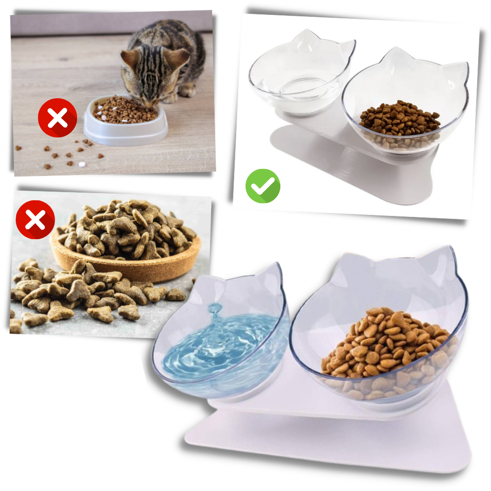 Elevated Comfort Bowl for Cats - Sturdy Stand for Mess-Free Meals - Ozerty