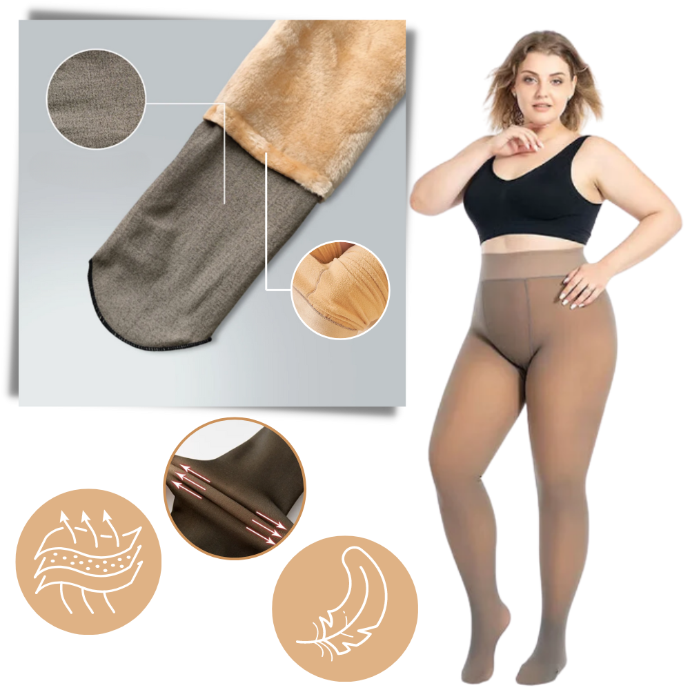 Fake Translucent Fleece Lined Tights - Comfortable Fit with multiple thickness options - Ozerty