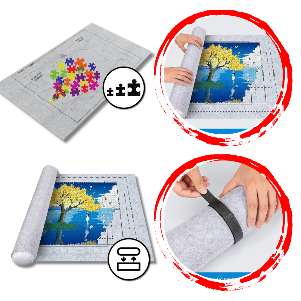 Felt Puzzle Mat Roll Up - Holds Reasonable Pieces  - Ozerty