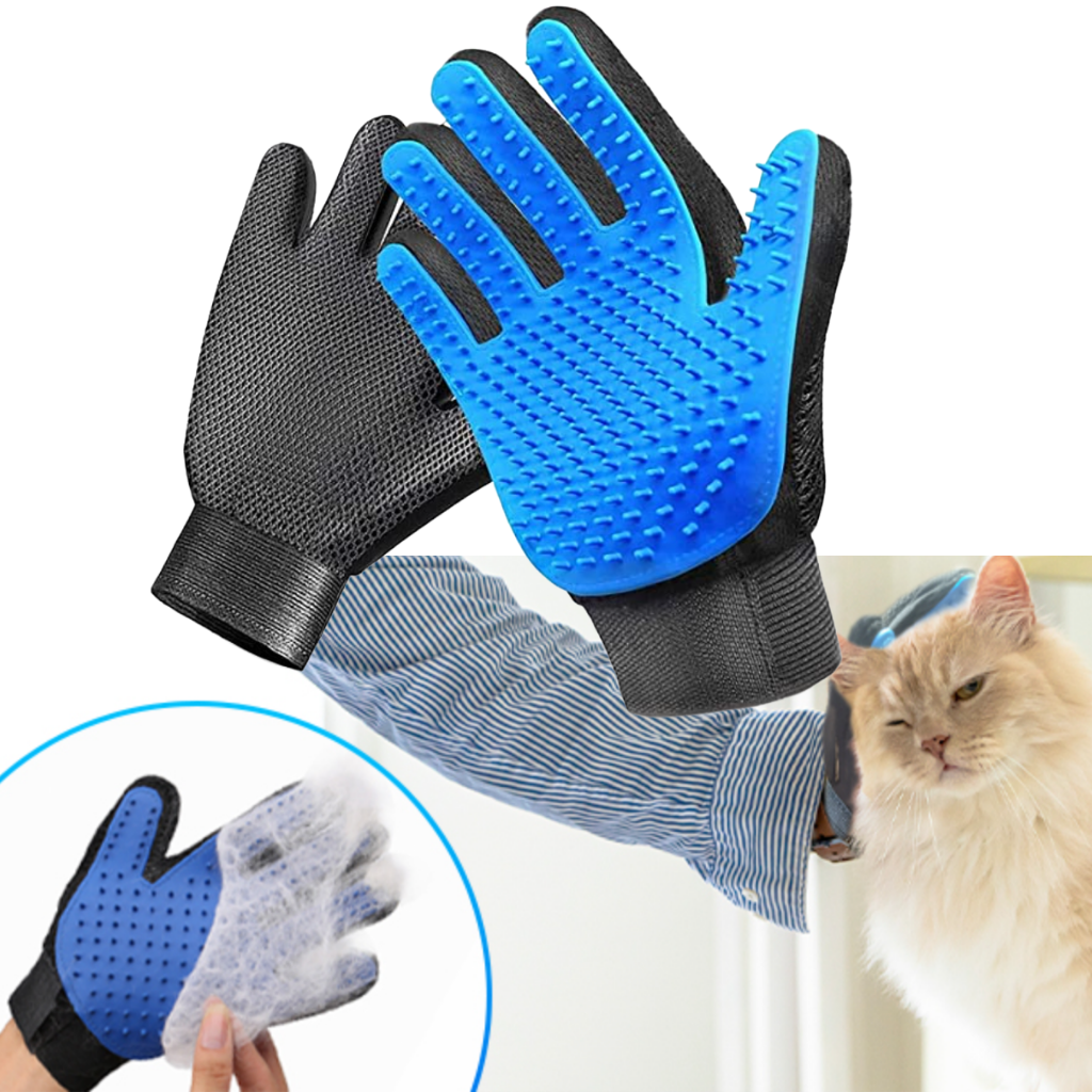 Pet Grooming Gloves (Pair) | dog cat waterproof Glove Brush massage - Ozerty