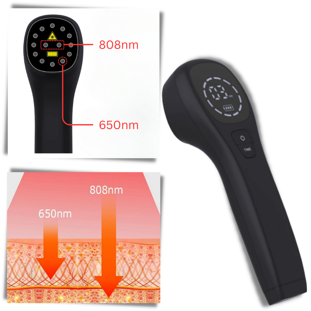 Appareil portatif de thérapie par infrarouge pour animaux de compagnie

 - Combinaison de 808 nm et 650 nm

 - Ozerty