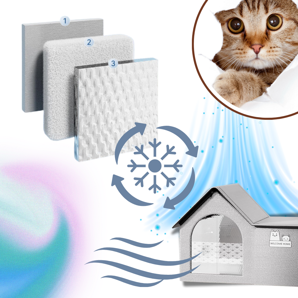 Heat Reflective Insulation Cool Cat House - Enhanced Cooling Efficiency - Ozerty