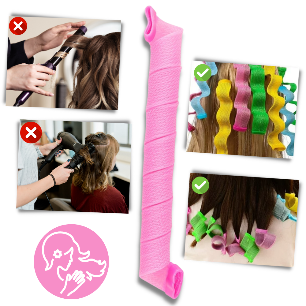 Heatless Curly Hair Roller Kit - Damage-Free Styling - Ozerty