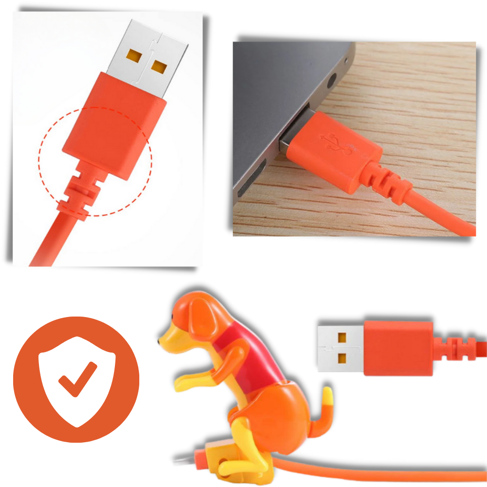 Cavo di ricarica rapida con cane saltellante - Design dell'interfaccia USB migliorato - Ozerty