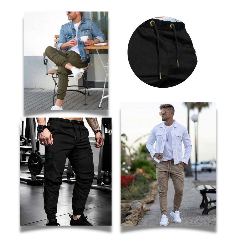 Men's Slim Fit Cargo Pants - Adjustable for Personalized Fit - Ozerty