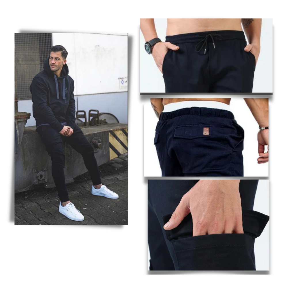Men's Slim Fit Cargo Pants - Multi-Pocket Functionality - Ozerty