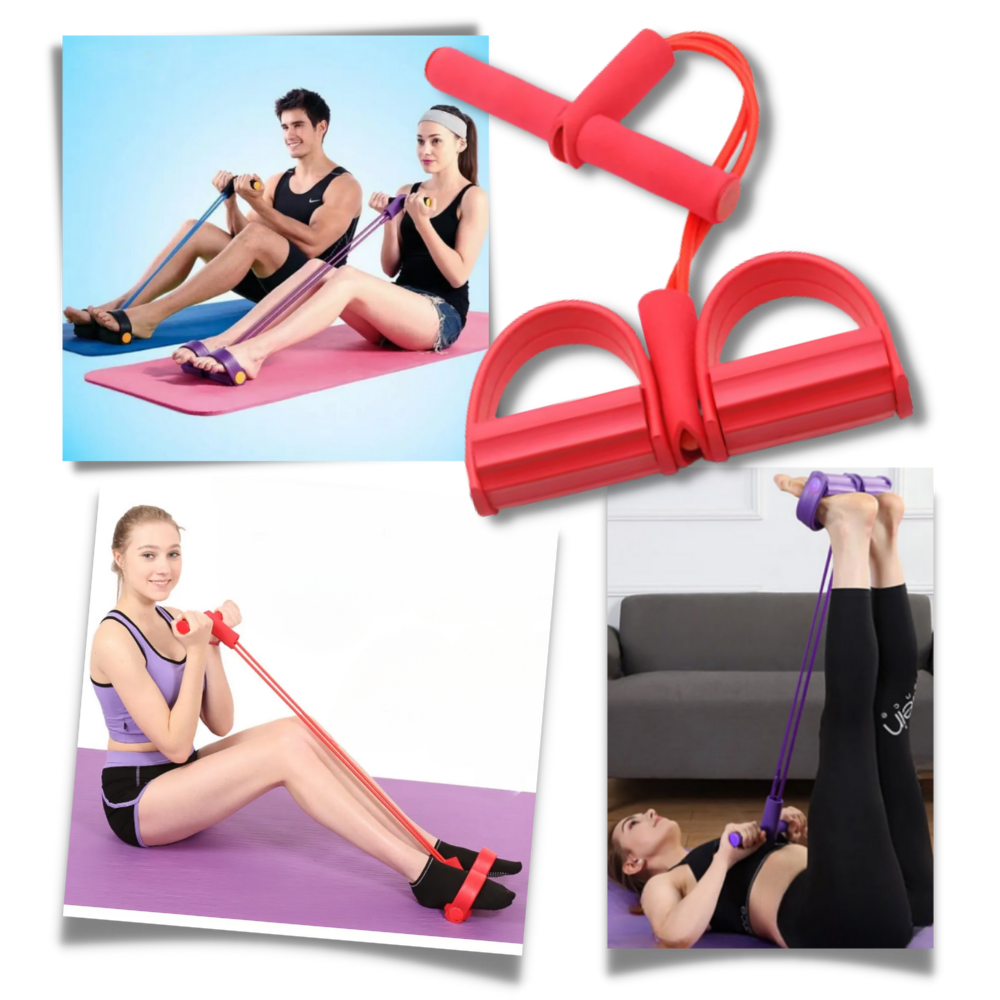 Multifunctional Pedal Resistance Bands Fitness 4 Tube  - Adaptable for Every Fitness Journey - Ozerty