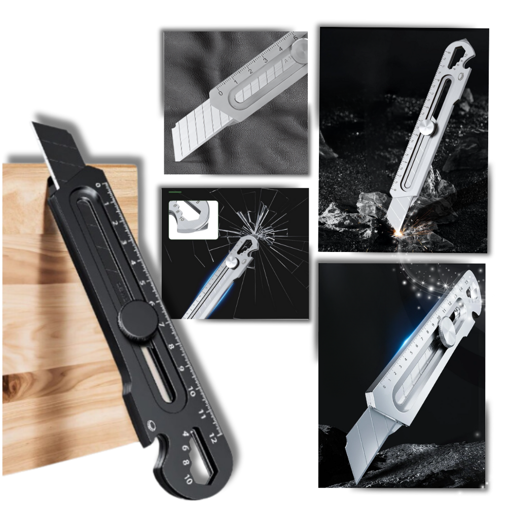 Multipurpose Retractable Box Cutter - Continuous Sharpness - Ozerty