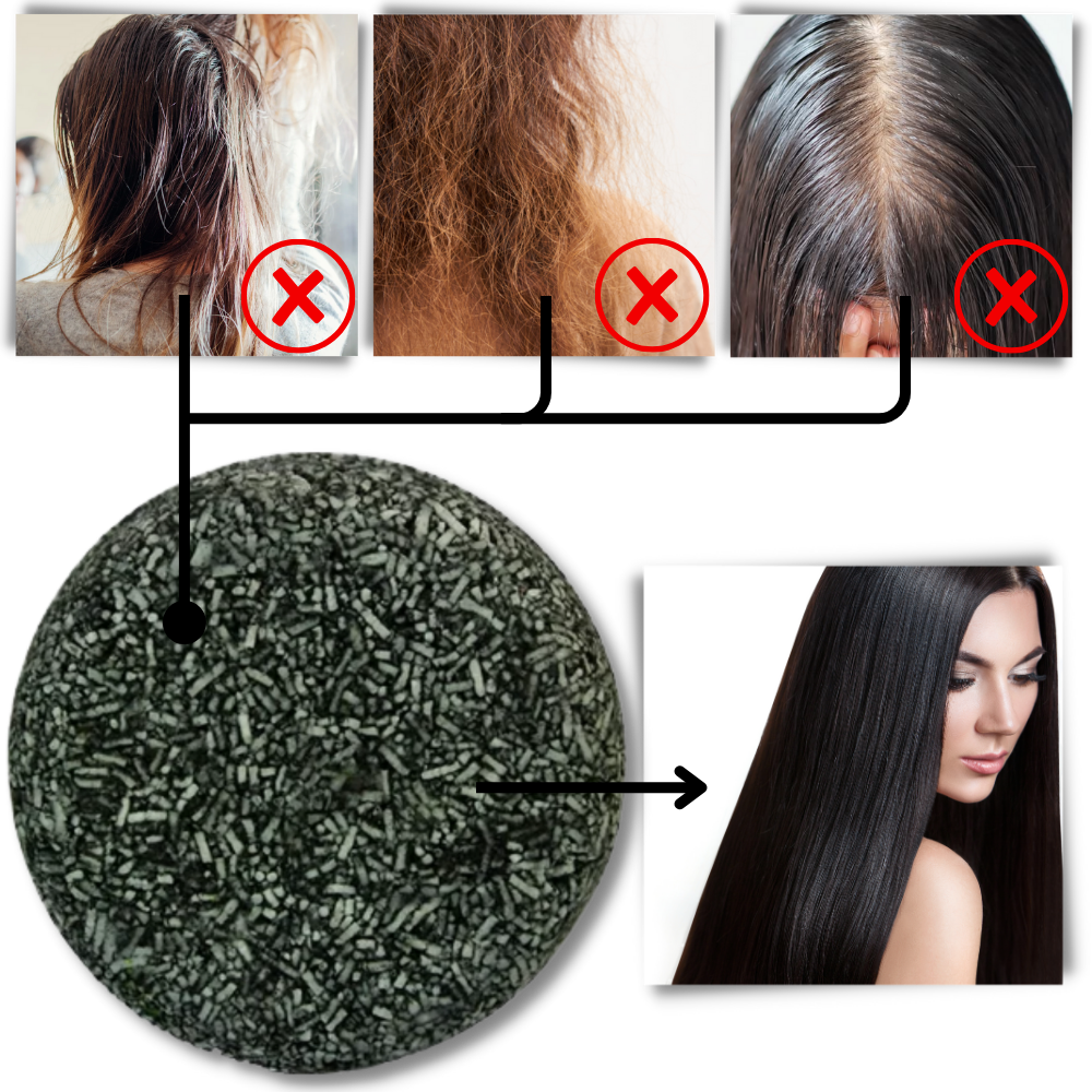 Naturligt schampotvål för att mörka hår - Anti-friss och anti-fet hår - Ozerty