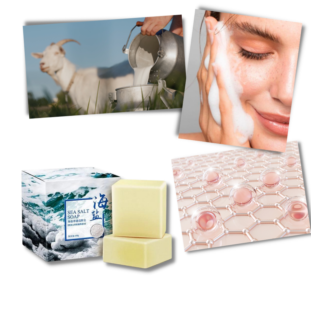 Natural Sea Salt Antiacne Soap - Goat Milk to Soothe and Heal - Ozerty