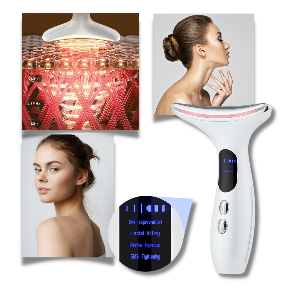 Dispositivo di bellezza per il collo e il viso - 4 modalità per un trattamento personalizzato - Ozerty