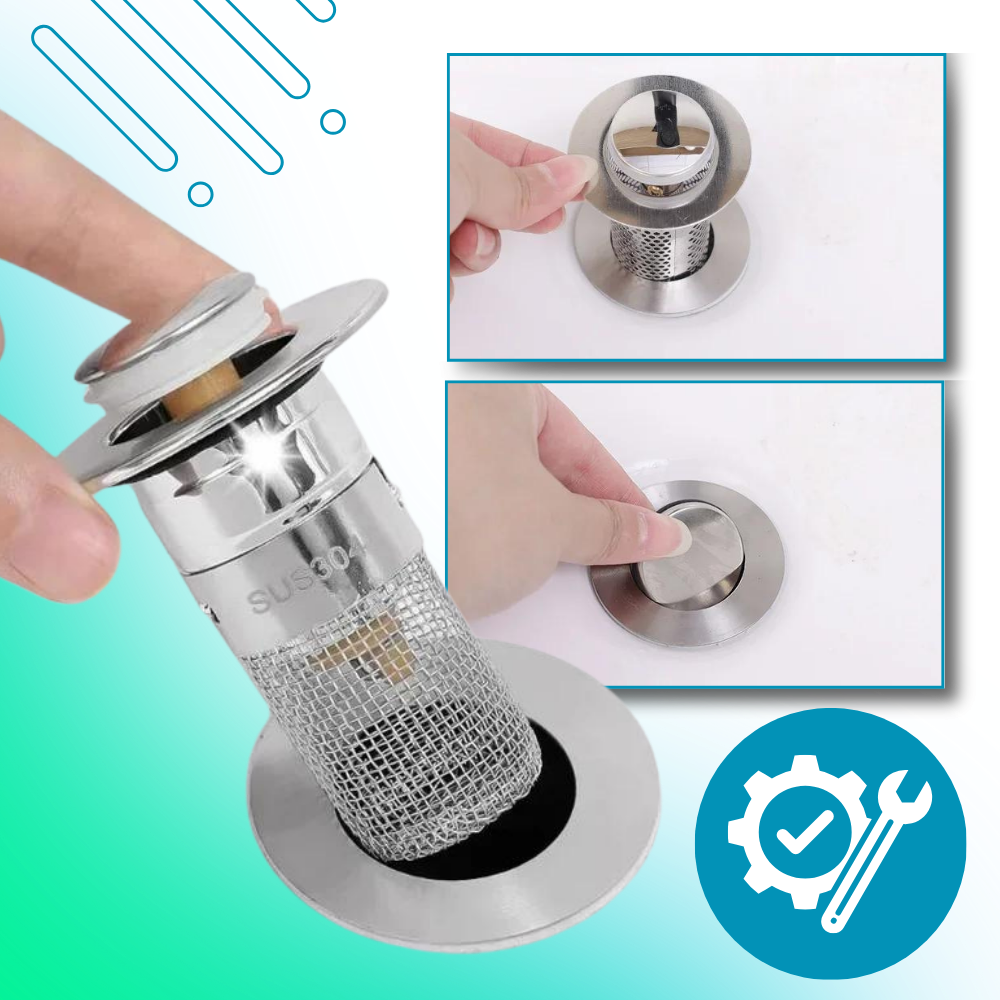 Odor Isolation Pop Up Sink Stopper  - Quick and Easy Installation - Ozerty