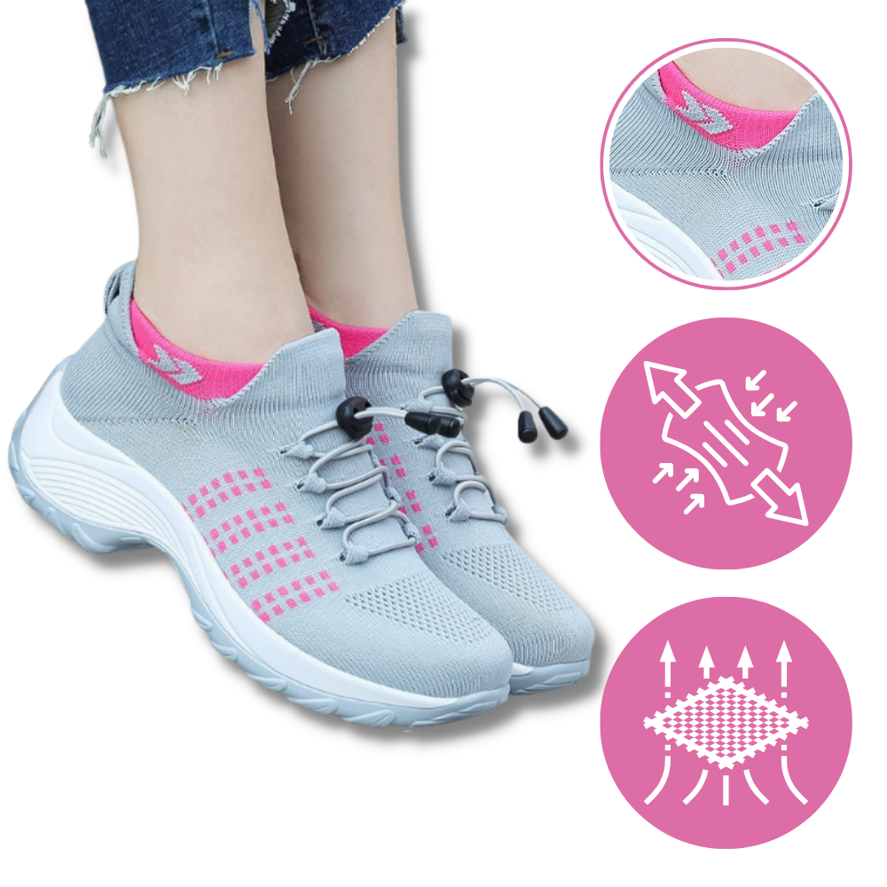 Orthopedic Comfort Sneakers - Stretchable Knit Fabric - Ozerty