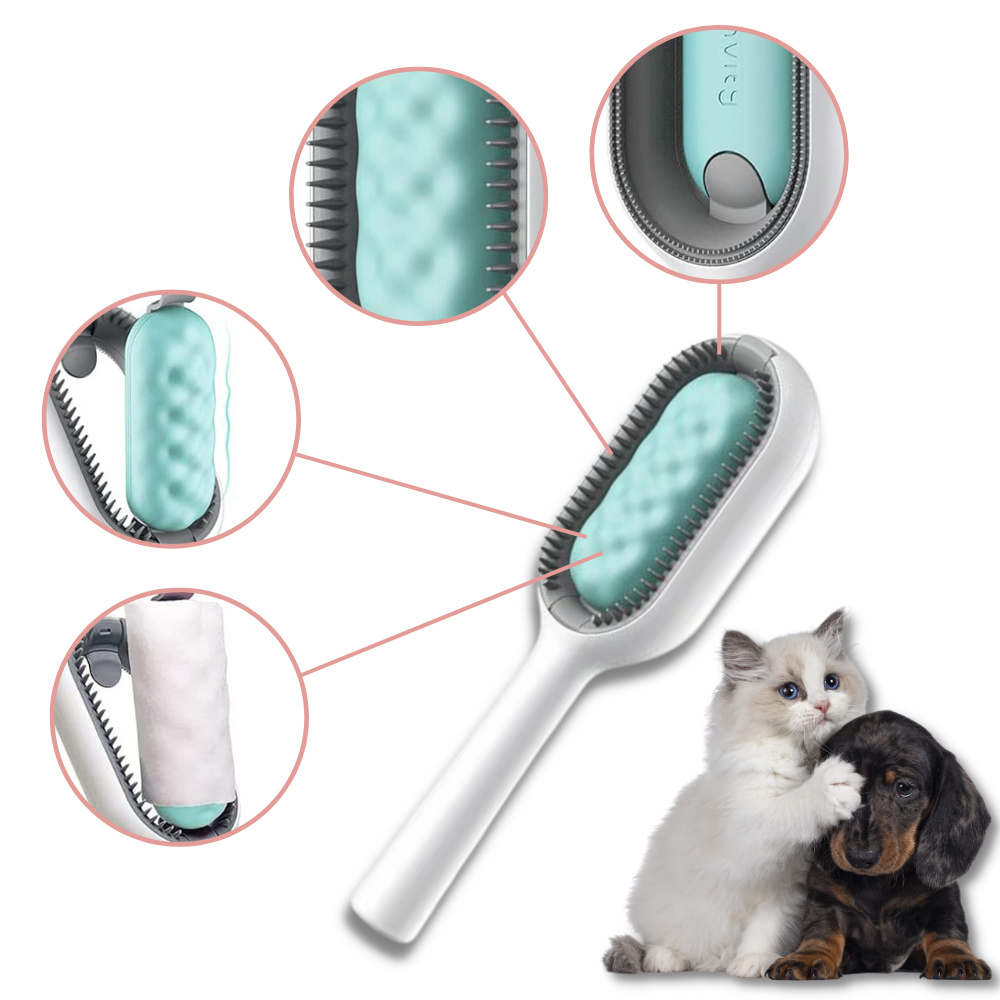 Pettine da toelettatura per animali domestici con serbatoio dell'acqua - Design ergonomico per la comodità dei proprietari di animali domestici - Ozerty