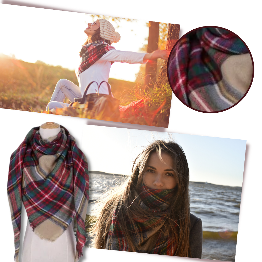Plaid Cashmere Scarf Mohair feel - The Comfort of Cashmere - Ozerty