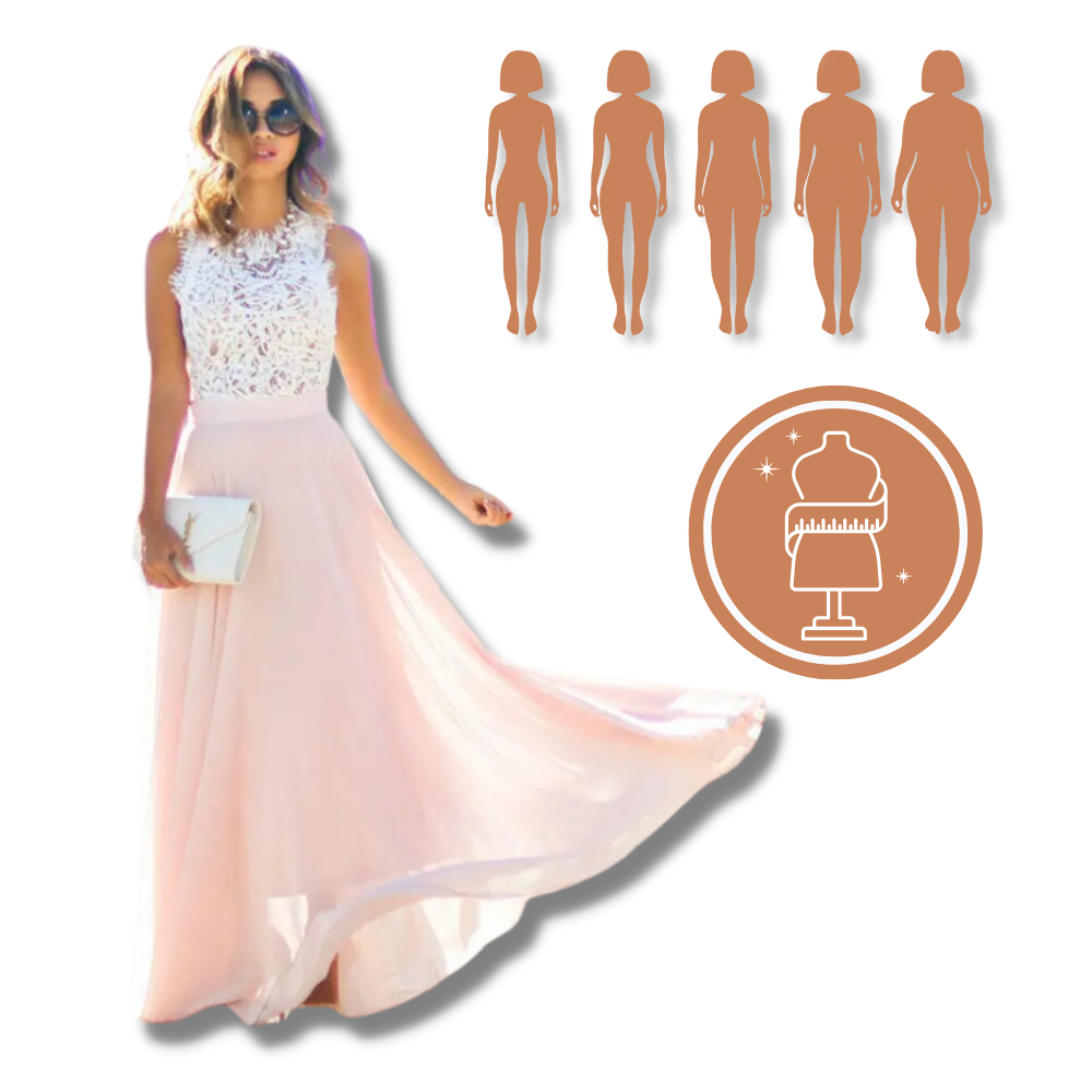 Abito in chiffon con pizzo dallo stile prairie chic - Una gamma di misure per tutti
 - Ozerty