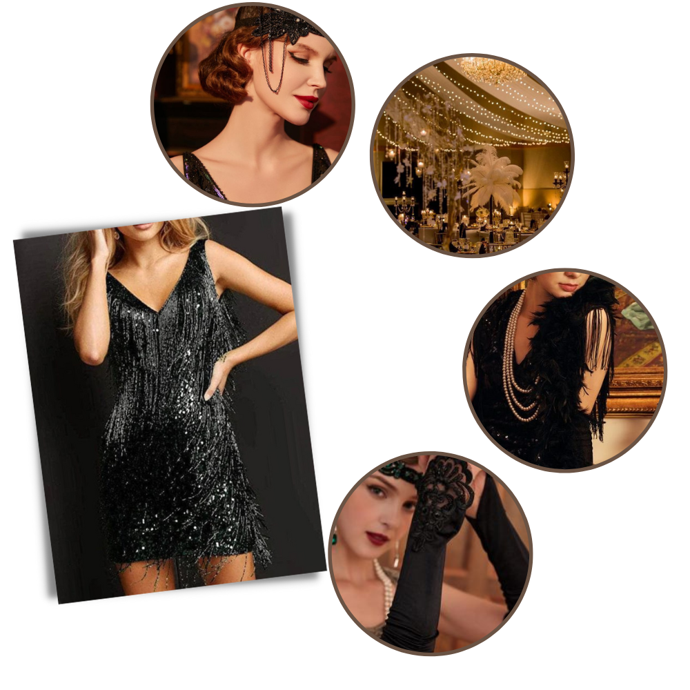 Sequin V-Neck Slip Dress  - A Night to Remember - Ozerty