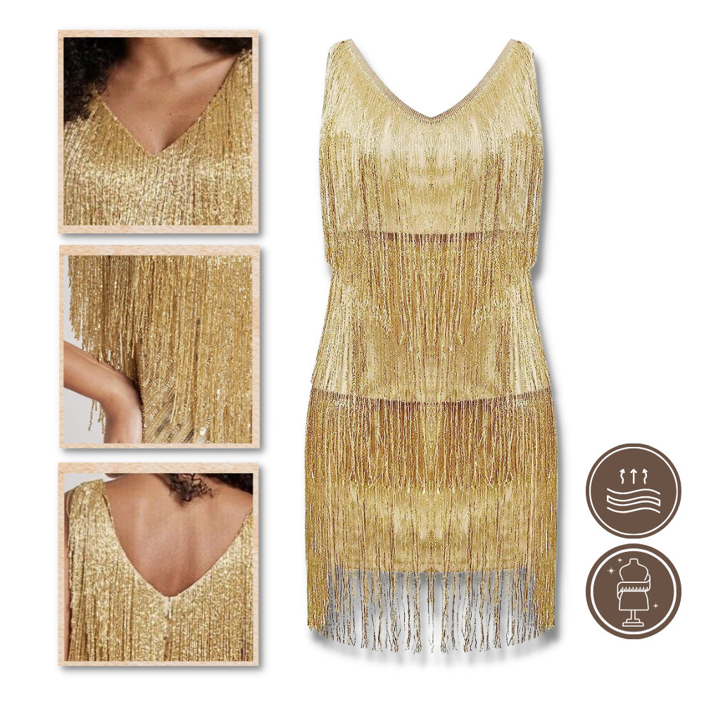 Sequin V-Neck Slip Dress  - Technical characteristics - Ozerty