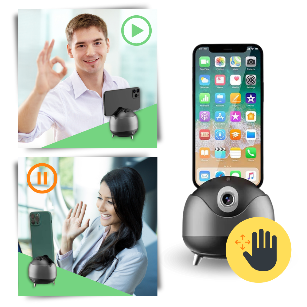 Gimbal intelligente con tracciamento automatico a 360 - Migliorate l'esperienza dell'utente con il riconoscimento dei gesti - Ozerty
