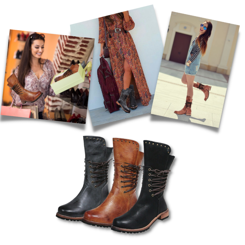 Vintage PU Leather Ankle Boots - Versatile Fashion - Ozerty