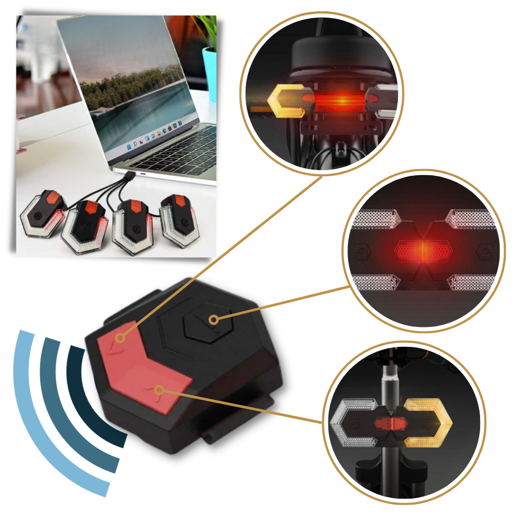 Trådløse indikatorlys til cykel
 - USB genopladelig
 - Ozerty