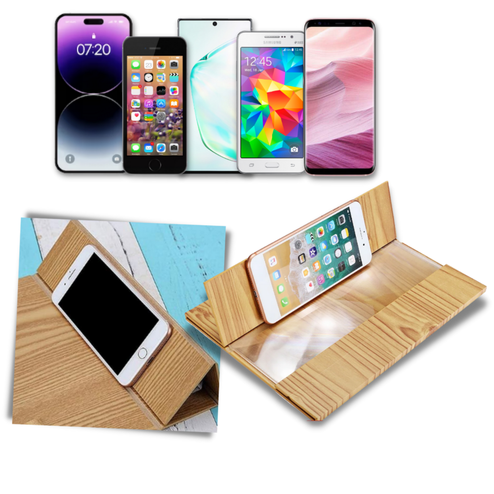  Wood Mobile Phone Screen Magnifier - Universal and Versatile  - Ozerty