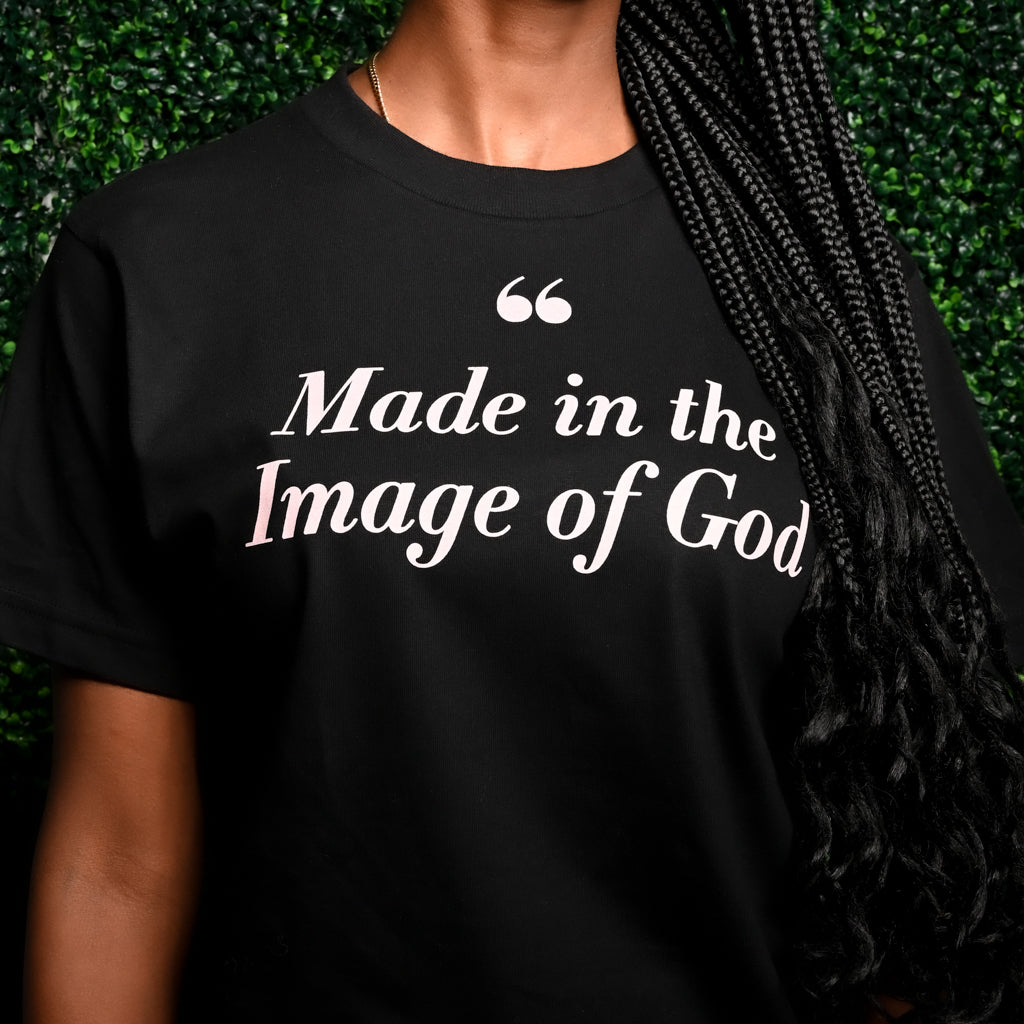 Made In The Image of God - Premium Black Tee - everybody loves god product image