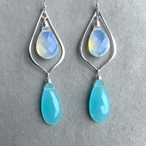 Chalcedony and opalite chandelier earrings