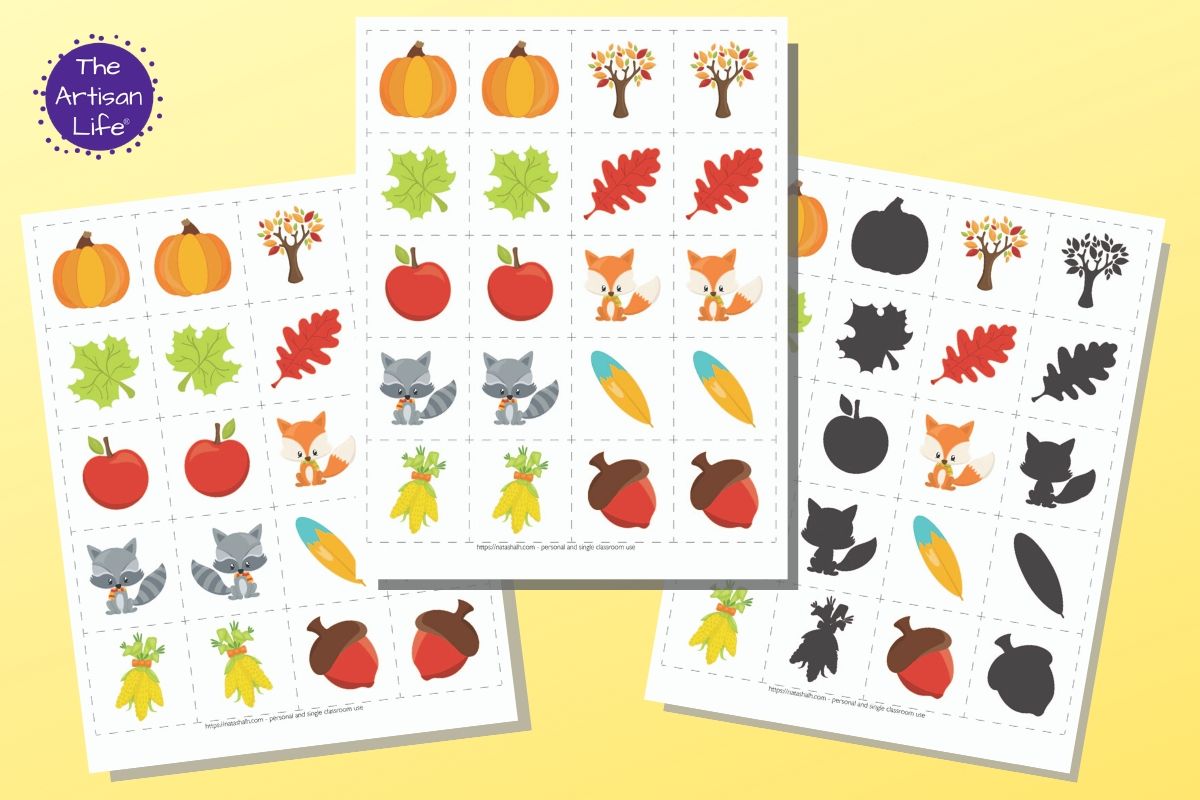 Fall Matching & Memory Game for Toddlers and Preschoolers – The Artisan ...