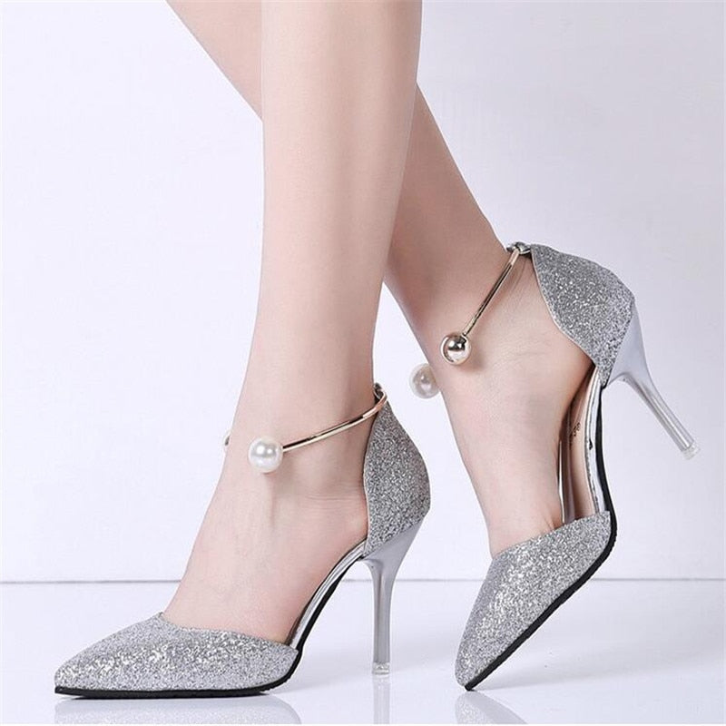 silver pointed stilettos