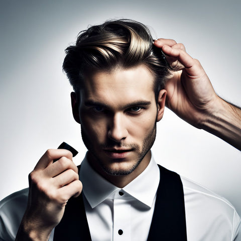 Man posing with nice hair style and a hand near his head