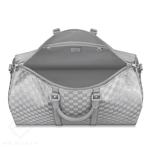 Louis Vuitton Keepall Bandouliere 50 Silver Glitter Damier Weekend Travel  Bag