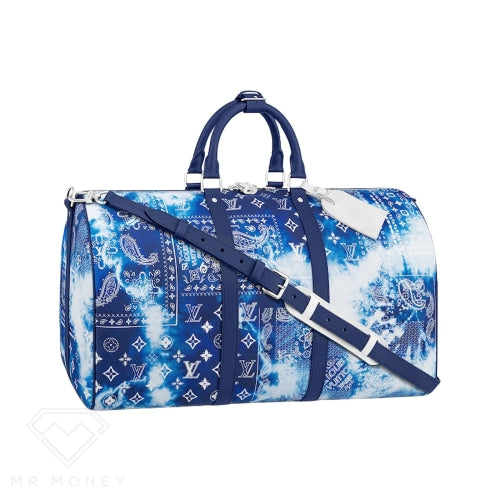 Louis Vuitton Blue Mesh Triangle Keepall 50 Limited Edition Duffle