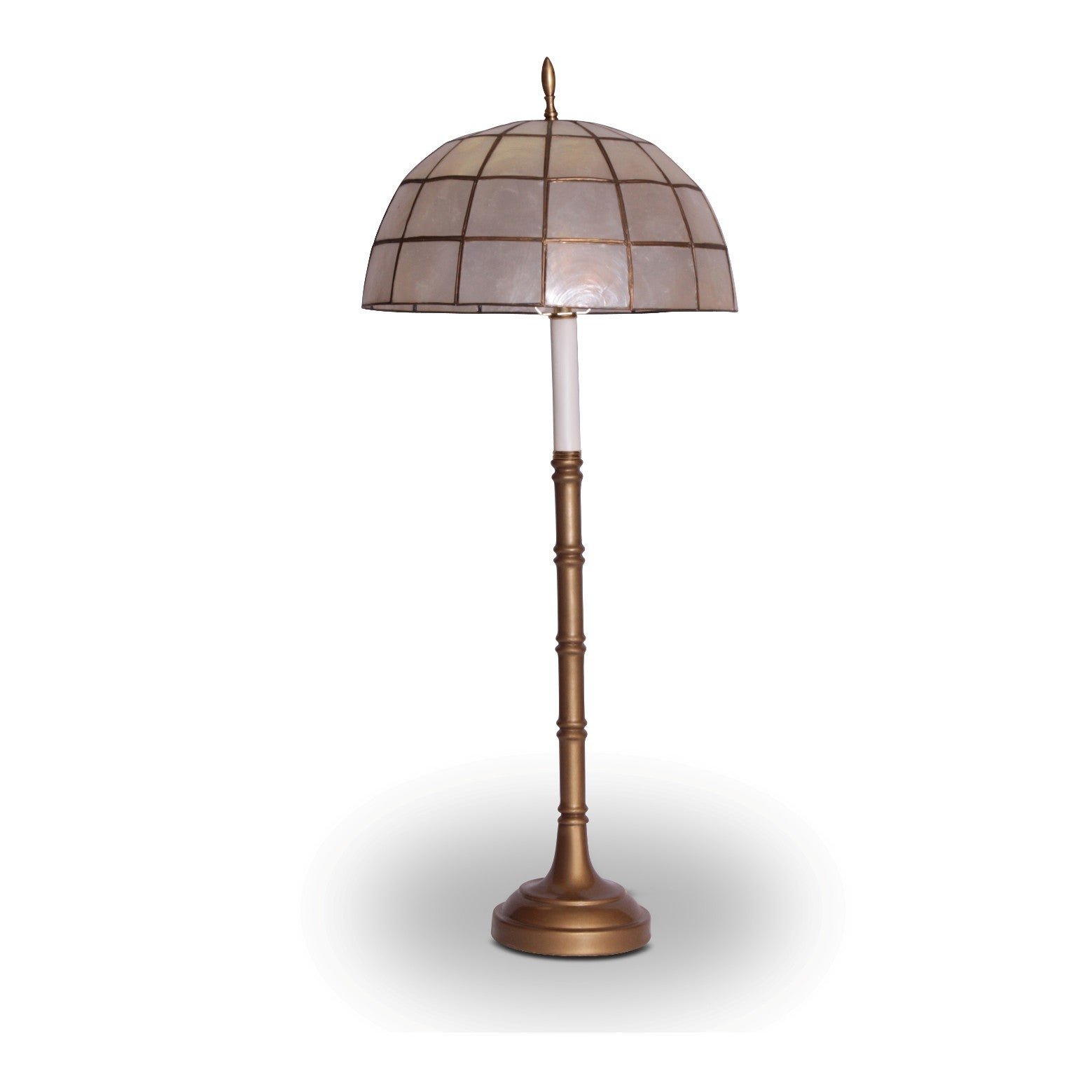 Faux Bamboo Brass With Capiz Shell Shade Table Lamp