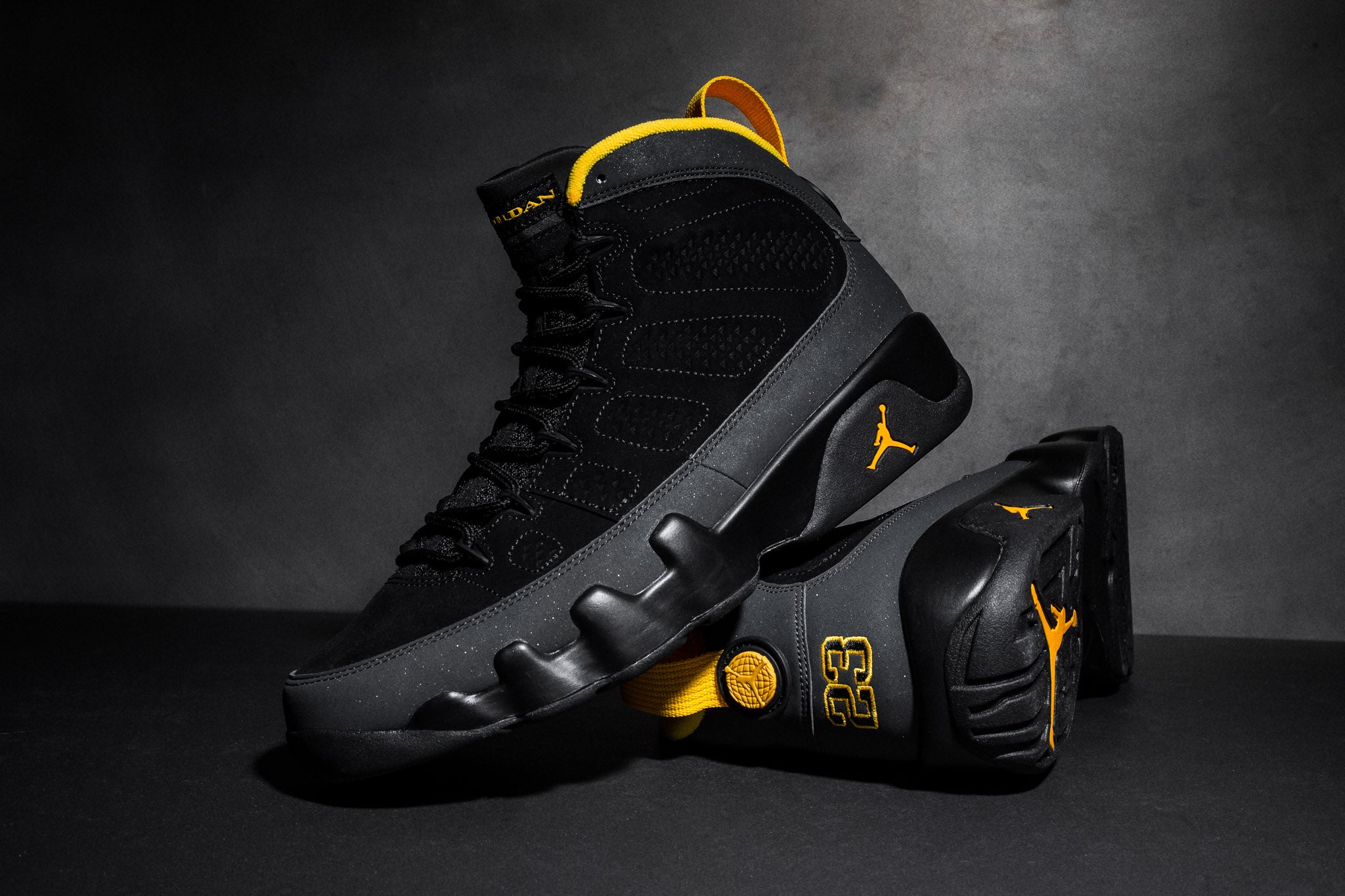 jordan 9 gold and black