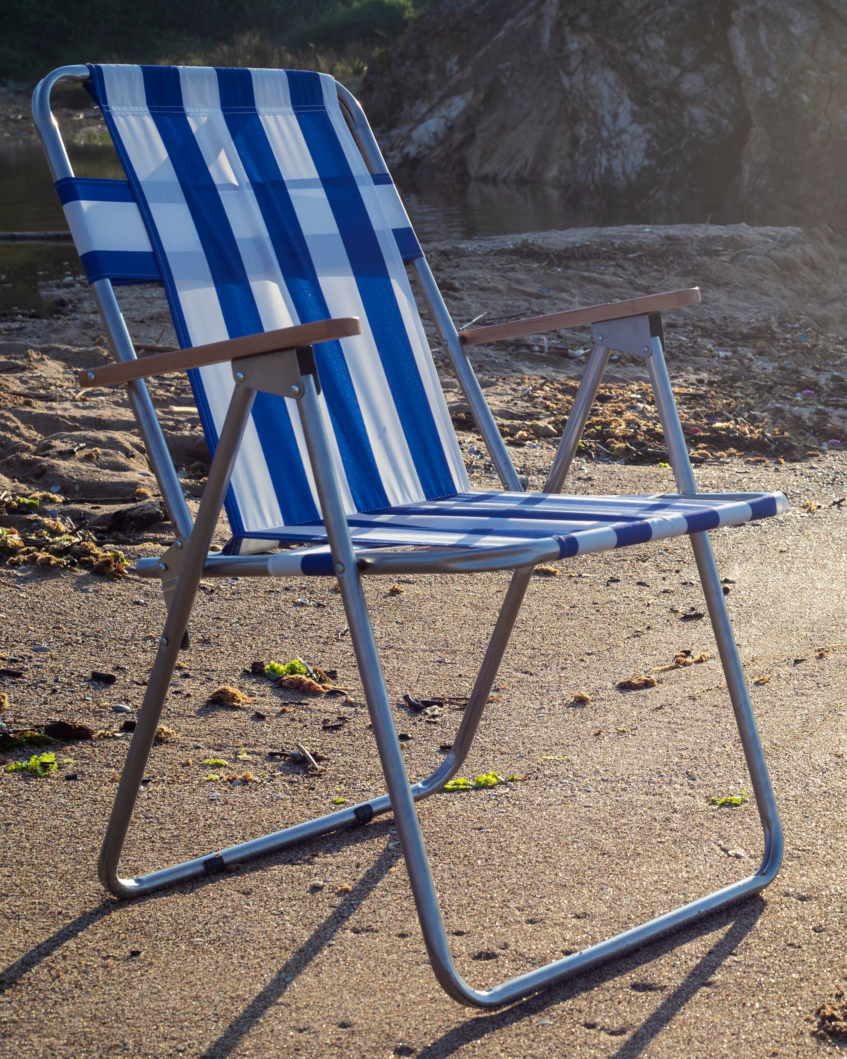 striped folding beach chair