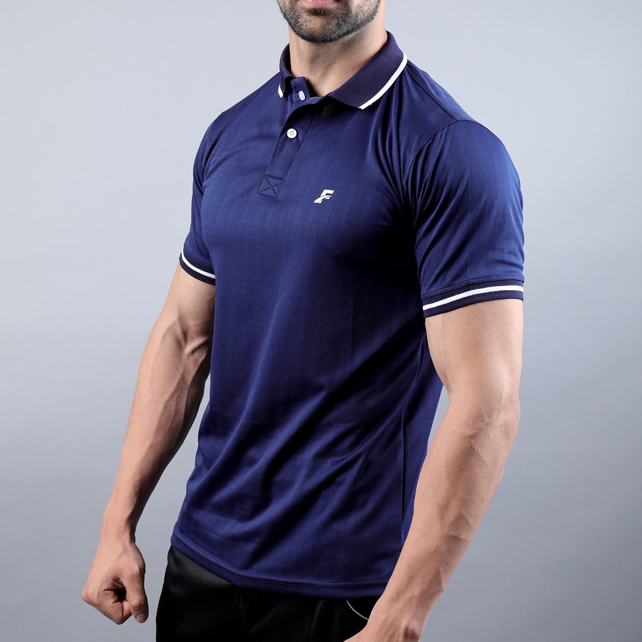 blue and white polo t shirt