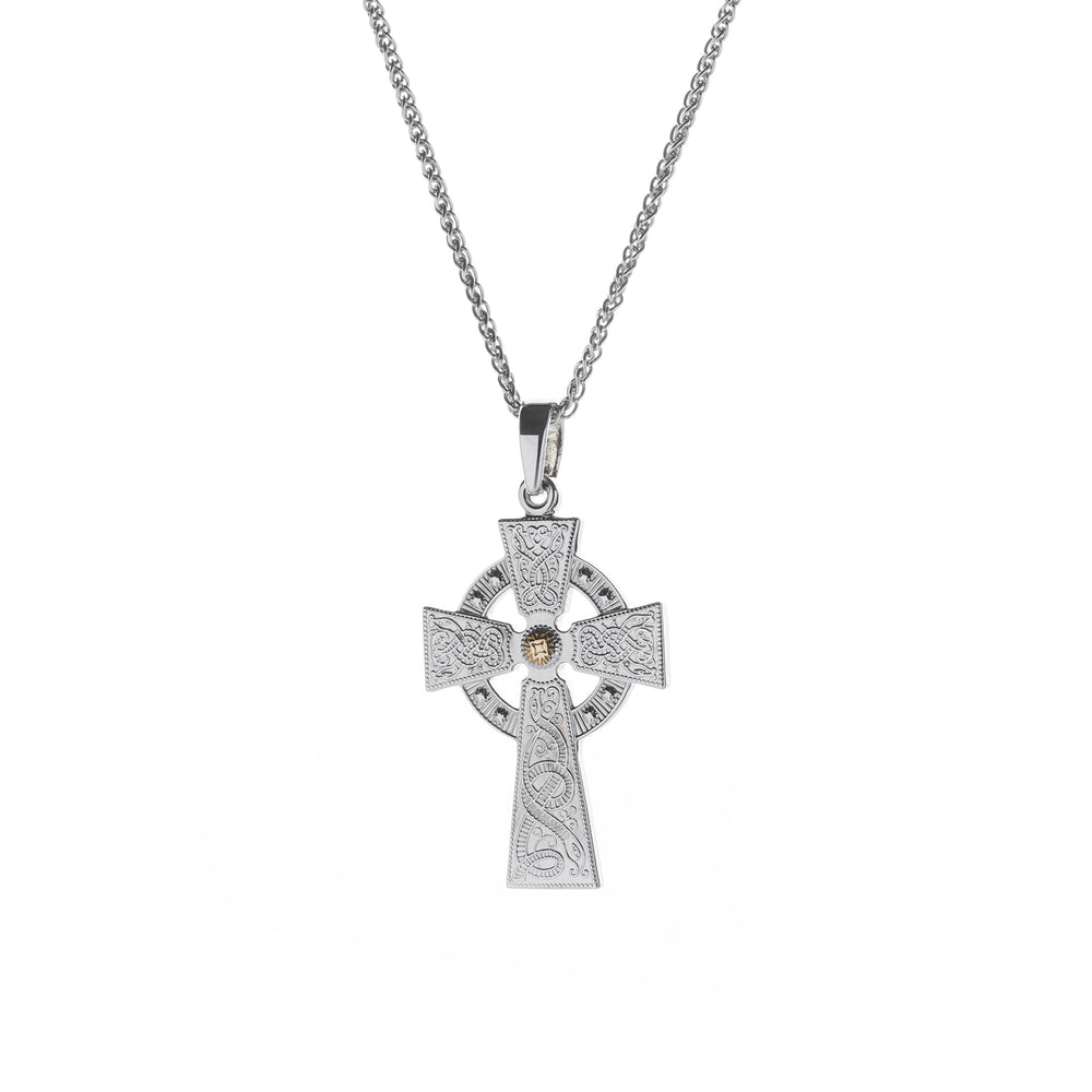 Ladies White Gold Diamond Celtic Cross Necklace