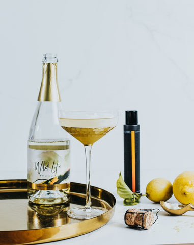 Lemon Spark non-alcoholic cocktail recipe including Wild Life Botanicals and OTO Bitters