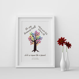 She Was Becoming Herself The Awakening Quote Inspirational Print Gift, Kate Chopin Unframed Feminist Typography Print in Rainbow Colors