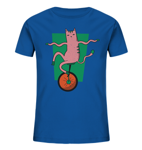 Katze auf Einrad - Kids Bio Shirt