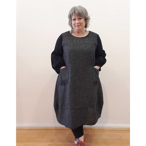 Size 22 patch Pocket Tunic in Natural fibres Worn by Chasing Springtime Owner and Plus Size Fashion designer