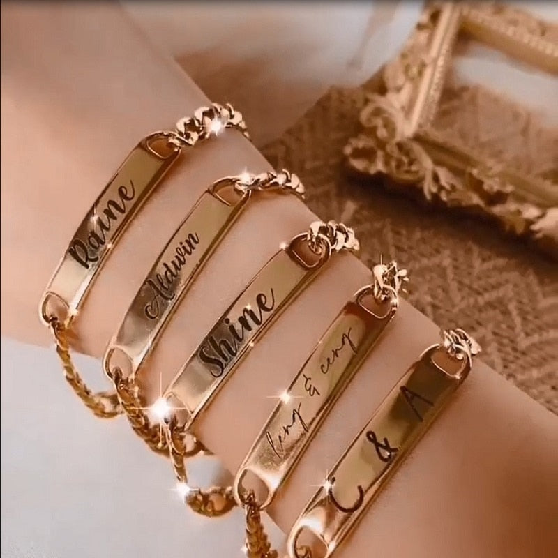 Nextvance Customized Nameplate Name Bracelet Personalized Custom Cuff  Bangles Women Men Rose Gold S  Fruugo IN