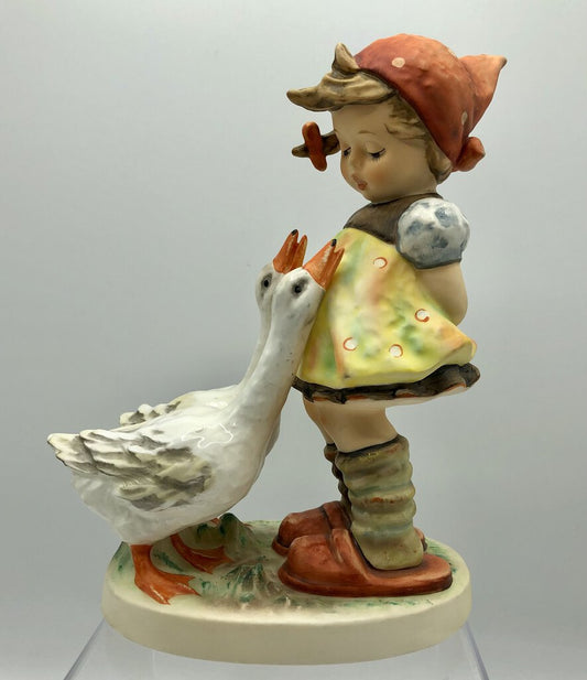 Hummel Goebel Figurine “LITTLE GOAT HERDER” Boy w/Goats 6 wood base and  fence.