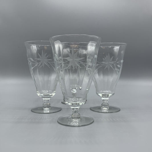 Vintage Newton Crystal Co.Cut Crystal Wine/Water Glasses Set/4 /hg