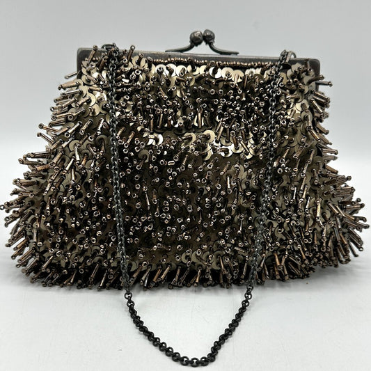 1960s Beaded Brown Silk Evening Bag